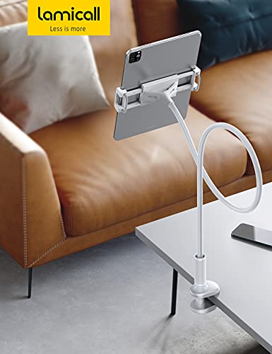 Lamicall Gooseneck Tablet Holder Mount Bedside Flexible Arm Full Adjustable - color: White