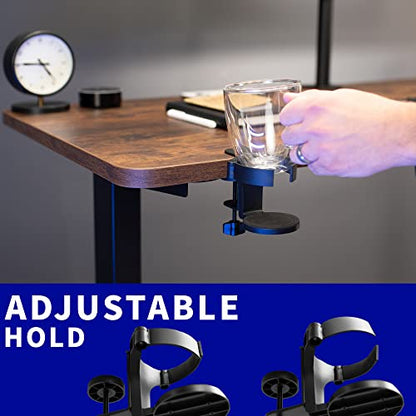 VIVO Black Clamp-on Desk and Bed Cup Holder, Mount-CUP1