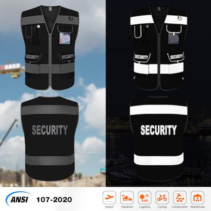 TCCFCCT Mesh Security Vest for Men Women 9 Pockets Safety Vest, Black 5XL - color: Black-bison 08, size: 5X-Large
