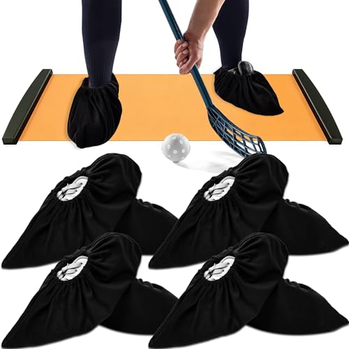 4 Pairs Black Slide Board Booties Smooth Gliding Board Shoe Covers for Exercise Hockey Dryland Training and Home Fitness Sliders