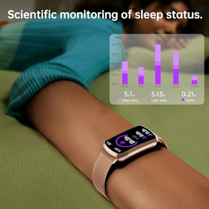 Health Fitness Tracker with 24/7 Heart Rate, Smart Watch with Blood Pressure and Blood Oxy-gen Monitor, Bulit-in 120+ Sport Mode, Sleep Tracking Waterproof Activity Tracker for Women Men - color: Pink Gold