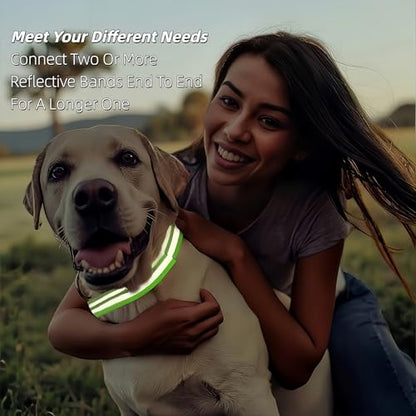 6 Pcs Reflective Bands for Arms Ankles Legs - High Visibility Safety Reflective Arm Bands for Night Running, Cycling, Walking, Jogging - Adjustable for Men, Women & Kids - color: Green