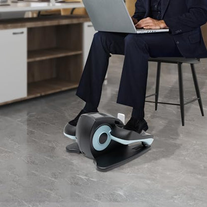 Under Desk Elliptical Machine,Electric Ellipse Leg Exerciser with Remote Control and LCD Screen, Portable Seated Pedal Exerciser for Home, Gym, Hospital. - color: Blue