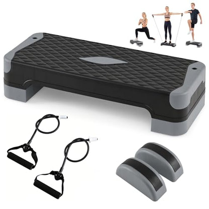 Goplus 3-in-1 Aerobic Step Platform, 600 LBS Adjustable Exercise Stepper - color: Gray
