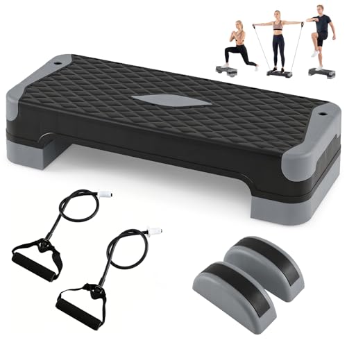 Goplus 3-in-1 Aerobic Step Platform, 600 LBS Adjustable Exercise Stepper - color: Gray