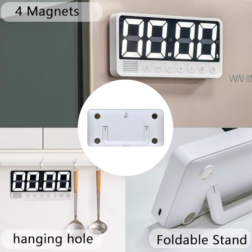 Digital Kitchen Timer, 7.1In Extra Large LED Display Countdown Timer - color: White