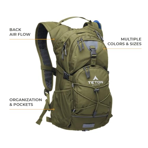 Teton Oasis/Trailrunner Hydration Backpack – Lightweight Water Pack with 2L/3L Bladder for Hiking, Running, Cycling, Biking 18L/22L Sizes – Sewn-in Rain Cover – Fits Men and Women - color: Stark Red, size: 18 Liters