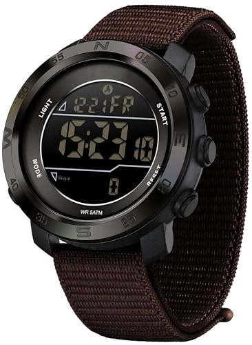 Pedometer Watches for Men Women Step Counter Watch No Phone No App Needed - color: Black Brown