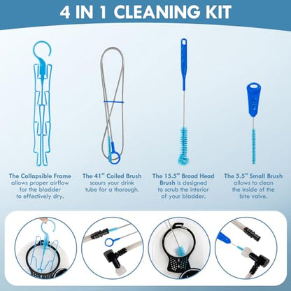 Hydration Bladder, 1.5L 2L 3L Water Bladder for Hiking Backpack, BPA-Free & Taste-Free Hydration Water Reservoir, Camping Cycling Running - color: Clear White with Cleaning Kit, size: 2L