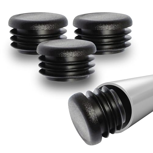Prescott Plastics 1" (25.4mm) Outer Diameter Ribbed Plastic Hole Plugs, Round Black Metal Tubing End Caps, Strong Furniture Leg Inserts, Impact & Weather Resistant, Made in the USA - 10 Pack - color: 10 Pack, size: 1"