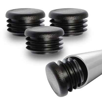 Prescott Plastics 1" (25.4mm) Outer Diameter Ribbed Plastic Hole Plugs, Round Black Metal Tubing End Caps, Strong Furniture Leg Inserts, Impact & Weather Resistant, Made in the USA - 10 Pack - color: 10 Pack, size: 1"