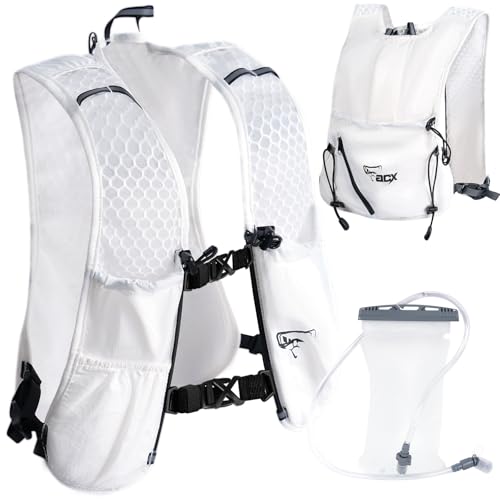 Hydration Backpack for Women Men, Lightweight Running Vest with 1.5L Water Bladder, Breathable Water Backpack for Hiking Running Cycling Climbing-White/Black - style: White