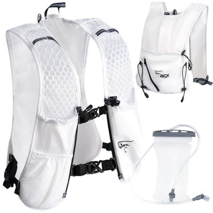 Hydration Backpack for Women Men, Lightweight Running Vest with 1.5L Water Bladder, Breathable Water Backpack for Hiking Running Cycling Climbing-White/Black - style: White