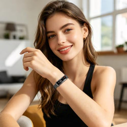 Smart Bracelet for Women Men Fitness Health Tracker with Heart Rate Sleep - color: Gold