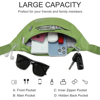 Large Crossbody Fanny Pack Belt Bag with 4-Zipper Pockets,Khaki Green - color: Khaki Green