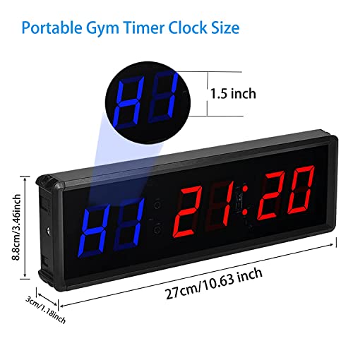Gym Clock With Remote, 1.5" 1.8" Metal LED Timer, Crossfit Workout Stopwatch, Tabata Countdown for Home