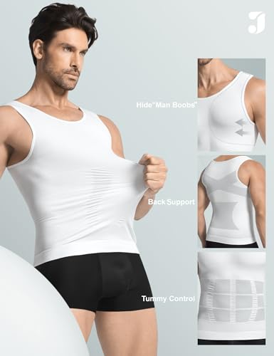 3 Pack Compression Shirt Men Body Shaper Vest Workout Tank Top - color: 3-black/White/White, size: XX-Large