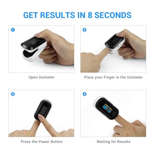 mibest OLED Finger Pulse Oximeter, O2 Meter, Dual Color White/Black