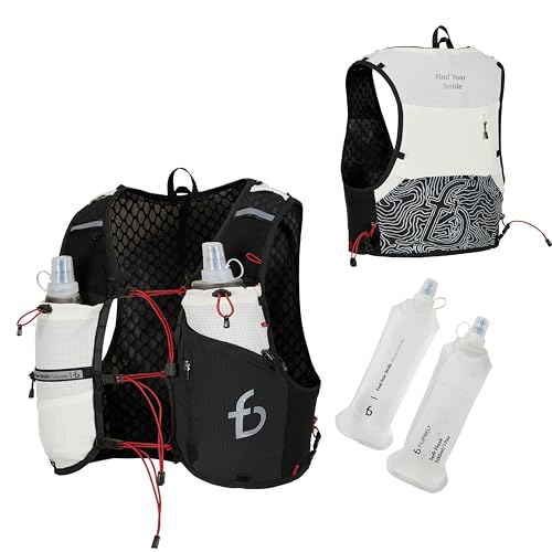 FlipBelt Tahoe Hydration Vest – Ultralight Running Vest for Men & Women – Includes Two 500ml Soft Flasks – Trail, Marathon, and Long-Distance Race Pack - color: Black, size: Medium