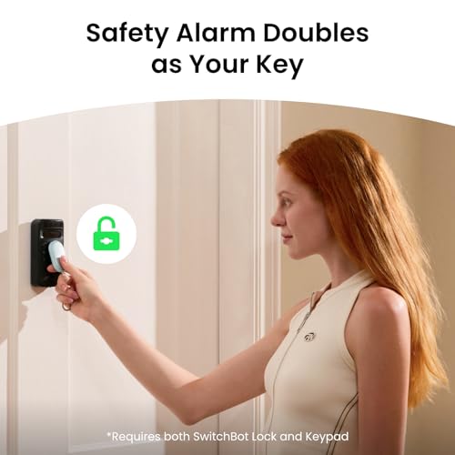 SwitchBot 130 dB Personal Safety Alarm for Women with Apple Find My APP, Extra-Loud Siren & Strobe Light, Waterproof Self Defense Keychain for Women, College Girls and Kids (White) - color: White