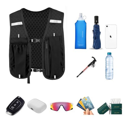 Running Vest with 2L Water Bladder, Reflective Hydration Backpack Lightweight Athletic Wear for Women Men Hiking Cycling Climbing Camping Biking Jogging Trail Race