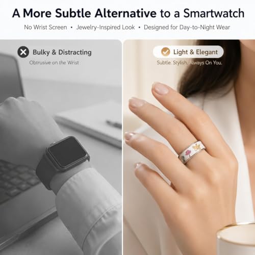 Smart Ring for Women with Enamel Health Ring Fitness Ring Fitness Tracker with Sleep Heart Rate Monitoring Distance Pedometer Calorie for Android iOS - size: 13