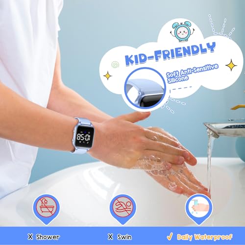 Kids Digital Watches for Boys Girls, Sports Watch with Fitness Tracker, Pedometer, Alarm Clocks, Stopwatch, No App Needed Waterproof Kids Watch, Gift for Teens Student Girls Boys Ages 5-14 - color: L6615E-LightBlue