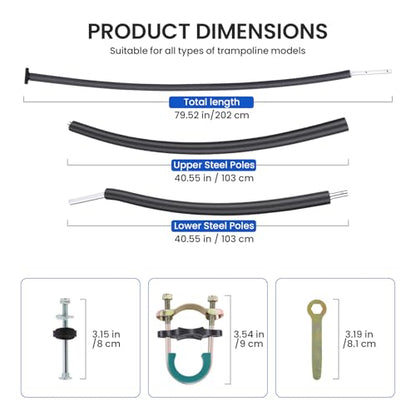 FAHKNS 6PCS Trampoline Replacement Straight/Curved Poles