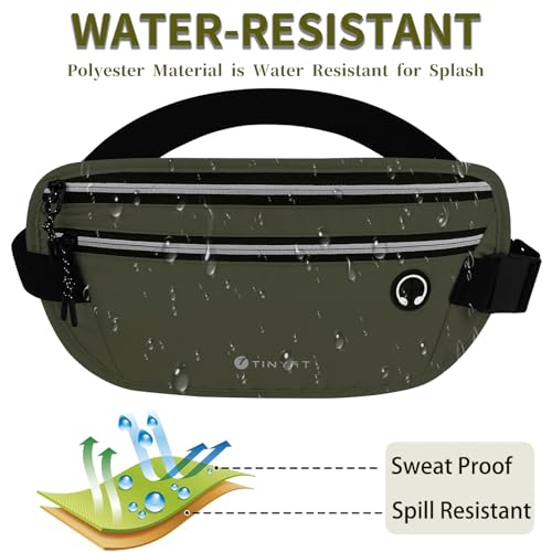 Slim Running Belt for Women Men Runners Fanny Packs With Phone Holder Hidden Pockets Exercise Waist Bag for Marathon Workout - color: DeepGreen/T2085
