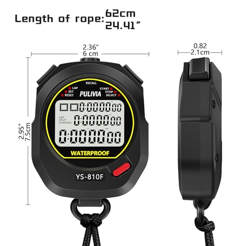 Stopwatch Timer Multi Splits/Laps Digital Stop-Watch for Sports - color: Black