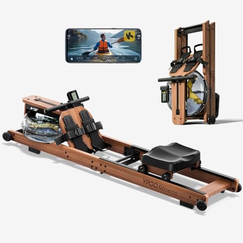 Rowing Machine for Home, 350 LB Capacity, 16-Level Silent Resistance, Magnetic Rowing Machines for Home Foldable, Full-Body Workout Compact Rowing Machine for Cardio & Strength with APP Support - color: Wood