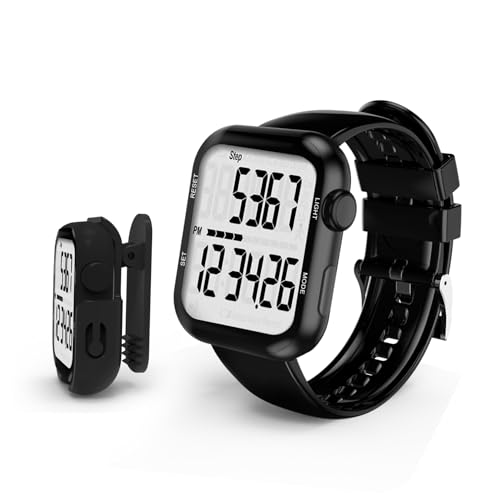 Pedometer Watch, Multi-Function Pedometer for Walking Steps and Miles, 3D Super Accurate Step Counter, Track Steps for Men Women Seniors - color: Black