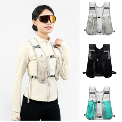 Lightweight Running Vest, Reflective Hydration Water Backpack Running Storage Vest for Biking Running Storage - color: Grey