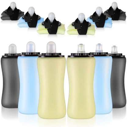 6 Pcs 12oz/350ml Collapsible Foldable Soft Flask Running Bottles Portable Reusable Handheld Water Bottle, Lightweight Leak-proof, for Running, Gym, Hiking, Cycling, City Walk