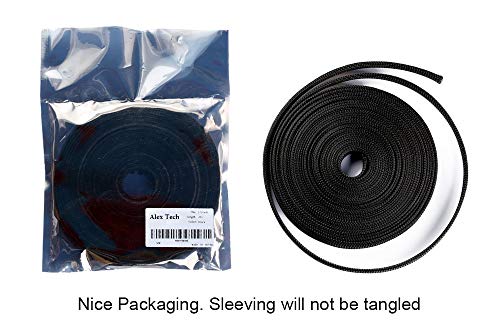 50ft - 1/4 inch & 1/2 inch PET Expandable Braided Sleeving – Black – Alex Tech Braided Cable Sleeve - color: Black, size: 1/4"-25ft &1/2"-25ft