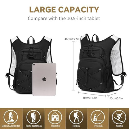 Wotony Lightweight Hydration Backpack with 2LOR 3LWater Bladder for Cycling Hiking Rave - Water Daypack for Men Women - color: green leaves