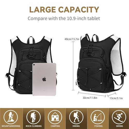Wotony Lightweight Hydration Backpack with 2LOR 3LWater Bladder for Cycling Hiking Rave - Water Daypack for Men Women - color: Dark Gray