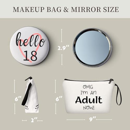 18th Birthday Gifts for Girls, Makeup Cosmetic Bag with Mirror - color: BJ028