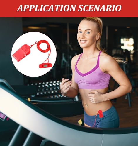 Treadmill Safety Key Replacement, Treadmill Key Running Machine Switch Rectangle Emergency Stop Lock for Most Treadmills Accessories (Red)