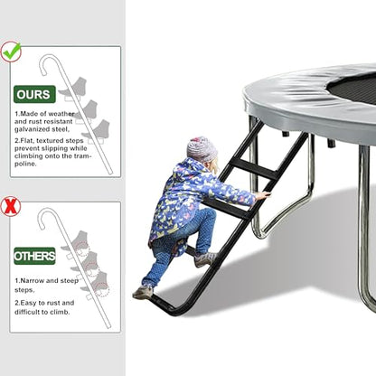 Eurmax USA Universal Trampoline Ladder,240 lbs Capacity,3 Skid-Proof Safety Wide Steps,UV-Resistant Steel Stairs for Kids/Children,Universal Hook Fit,Trampoline Stairs Accessories for Children/Kids - style: Black-Ladder no shoes pocket