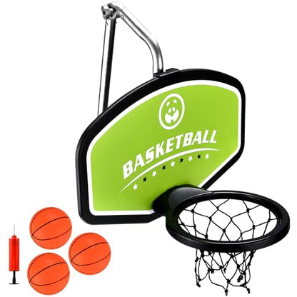 Trampoline Basketball Hoop, with Pump and Mini Balls, Easy to Assemble， Accessory of Trampoline - color: Green