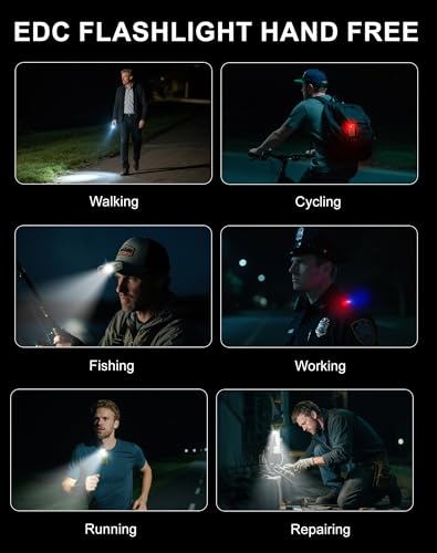 Minsk Rechargeable EDC Flashlight, Mini Flashlights Clip-on Light, 90° Rotatable Head Pocket Light, 500 Lumen Portable Flashlight of Magnetic for Running, Camping, Cycling, Emergency (Green)