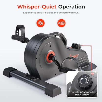 Sunny Health & Fitness 2-in-1 Smart Magnetic Pedal Exerciser, Compact Indoor Under-Desk Mini Exercise Bike for Full Body Cardio Workout and Physical Therapy, Free SunnyFit Training App Connection - color: Black