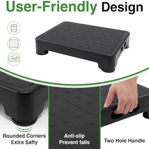 COOL-ANGLE Adjustable 4 Heights Step Stool, 6-Leg Stability, Black - color: A3:black, size: 3.4-5.4 inch High