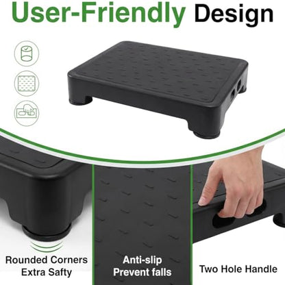 COOL-ANGLE Adjustable 4 Heights Step Stool, 6-Leg Stability, Black - color: A3:black, size: 3.4-5.4 inch High