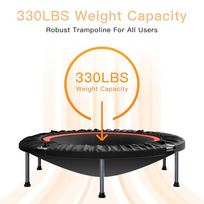 ALTLER 40"/48" Foldable Mini Fitness Rebounder with Adjustable Foam Handle, Max Load 330/440 lbs, Indoor Cardio Exercise Rebounder for Adults - size: 48 IN