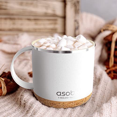 asobu Infinite Stainless Steel Insulated Coffee Mug with Inner Ceramic Coating and Cork Coaster 16 Ounce (White) - color: White, style: INFINITE MUG