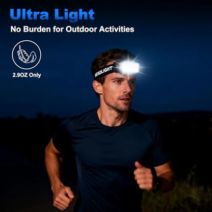 Elmchee Rechargeable Headlamp 2 Pack, 2500 Lumen Bright 8 LED Headlight, 10 Modes Adjustable Motion Sensor, USB-C Waterproof Head Flashlight, Outdoor Hiking Camping Fishing (8 Led Headlamp) - style: 8 Led Headlamp