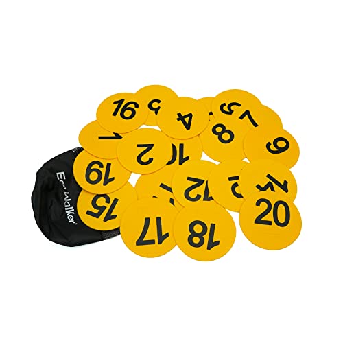 4 inch Mini Floor Spot Markers, Set of 20 Numbered (10 cm) - Non-Slip TPE Spot Markers for Classroom, Preschool, Kindergarten & Sports Agility Training (Yellow, Numbered 1-20) - color: Yellow number 1-20