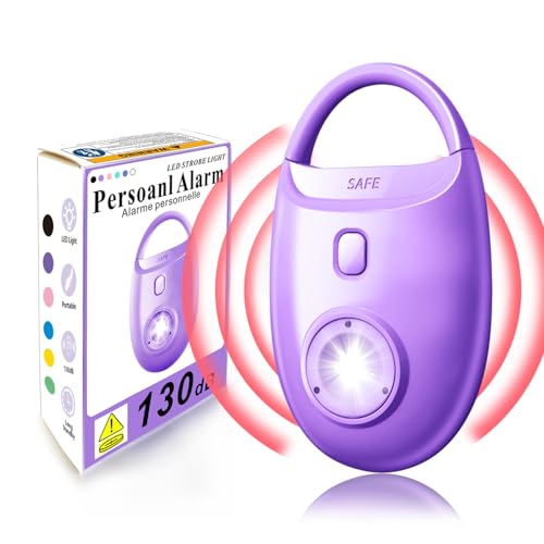 Personal Safety Alarm for Women – 130dB Loud Emergency Siren, Self Defense Keychain with LED Strobe Light, Safe Sound for Children, Girls, Students - color: Purple